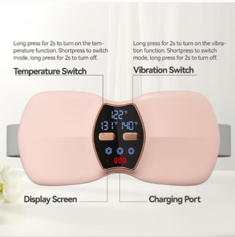 Wearable Pink Heating Pad & Massager, Travel ready, Self Care Essential - Picture 4 of 5